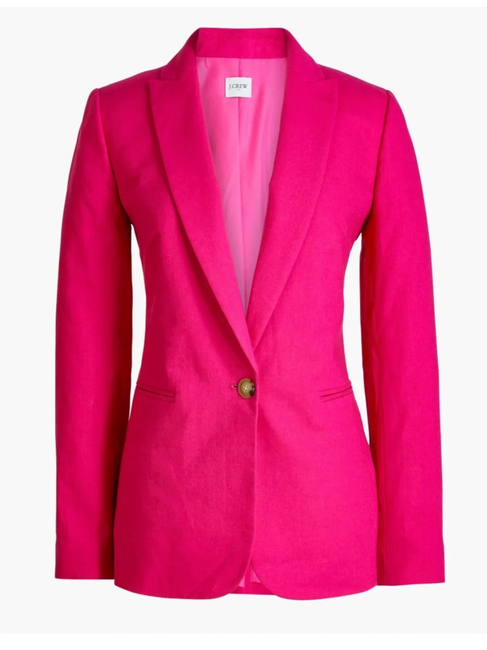 J. Crew NWT Parke Blazer Linen Cotton Bright Pink Flat Pocket Jacket 8